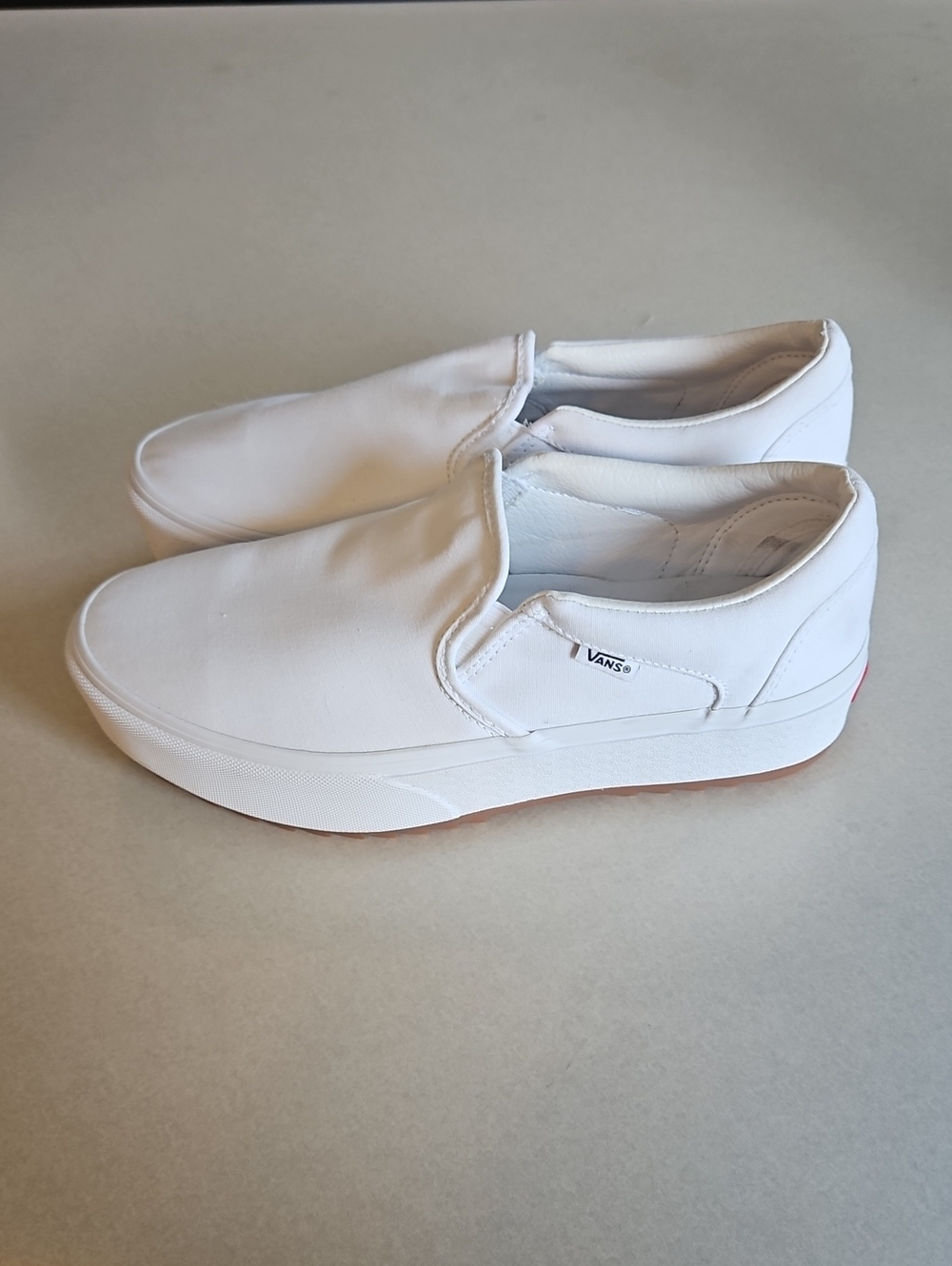 Vans White Slip-On Platform Loafers